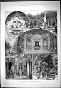 Original Old Antique Print 1887 Linderh Palace King Bavaria Beautiful House