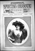 Original Old Antique Print 1887 Portrait Miss Sylvia Grey Beautiful Woman 19th
