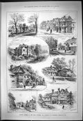 Old Print Cycling Rambles London Tunbridge Penshurst Houses 1887 Watkins 19th