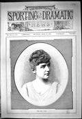 Original Old Antique Print 1887 Portrait Beautiful Woman Miss Marie Engle 19th