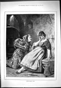 Original Old Antique Print 1887 Love'S Labour Lost Jester Costume Lady Romance