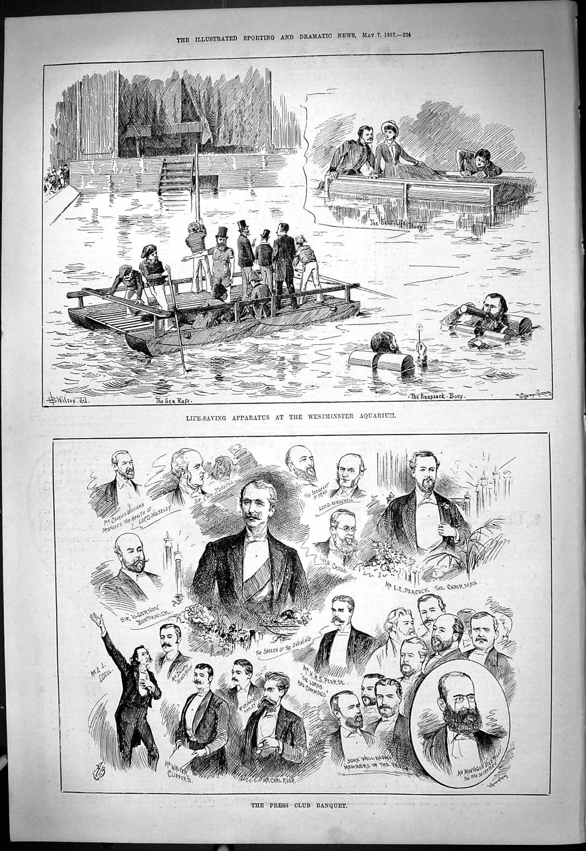 Old Life-Saving Apparatus Westminster Aquarium 1887 Press-Club Banque Victorian