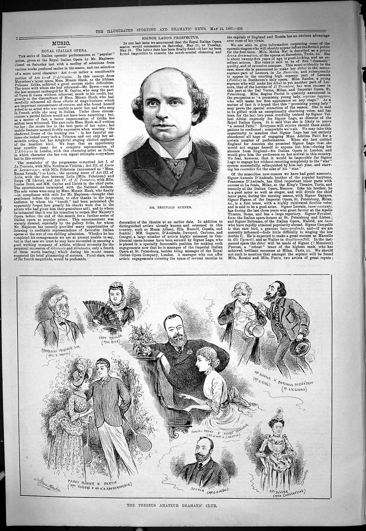 Old Theseus Amateur Dramatic Club Bunter Bertie Brown 1887 Reginald S Victorian