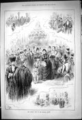 Old Antique Print 1887 Queen Victoria Visit Mansion House England Swain 19th