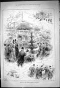 Antique Old Print Opening Scene Terrace Gardens Richmond Entertainment 1887