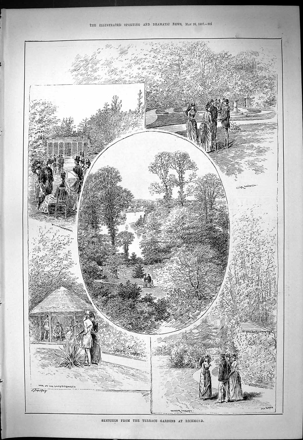 Old Terrace Gardens Richmond Father Thames Sundial Summer House 1887 Victorian