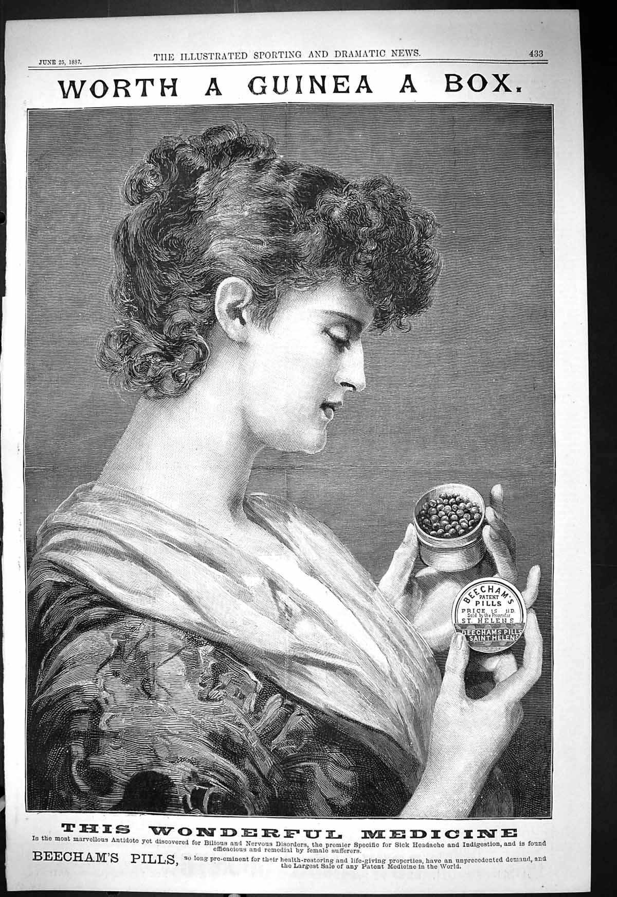 Old Beechams Pills Wonderful Medicine Beautiful Woman 1887 Advertisem Victorian