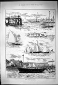 Old Print Erith Yacht Club Regatta Club House Gypsy Esmeralda 1887 Swain 19th
