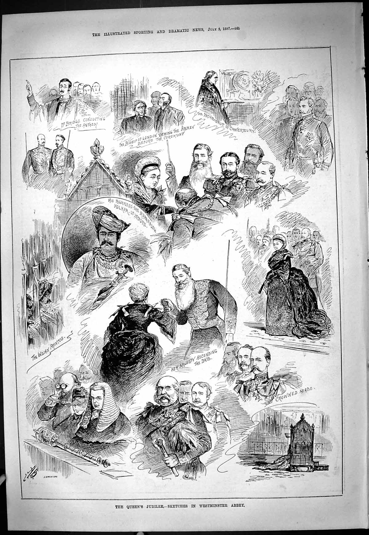 Old 1887 Queen Jubilee Westminster Abbey Indian Prince Holkar Indore Victorian