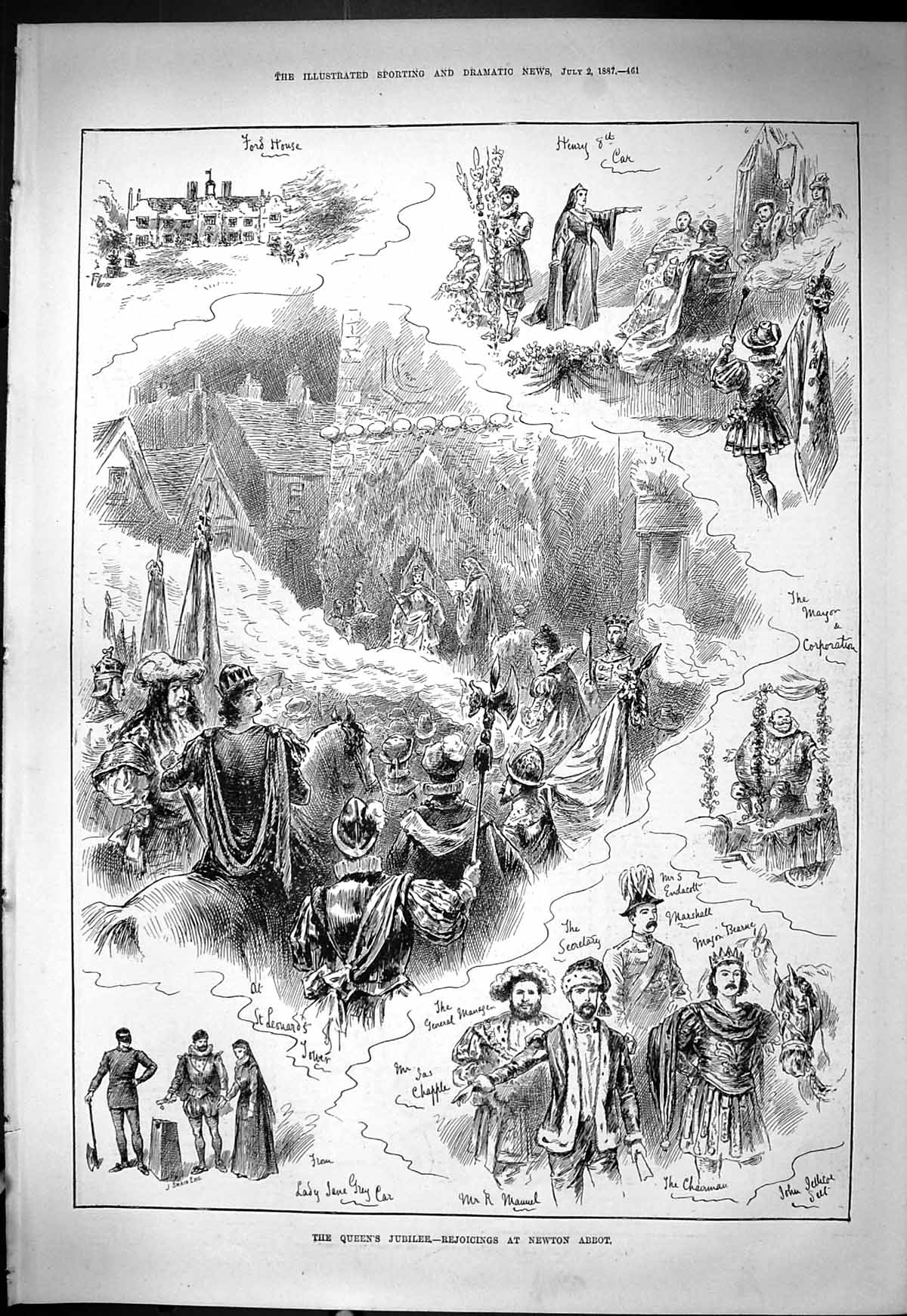 Old 1887 Queen Jubilee Newton Abbot Ford House Lady Jane Grey Chapple Victorian