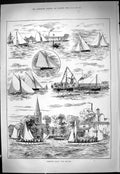 Antique Print 1887 Yarmouth Yacht Club Regatta Trixie Gipsey Maybelle Punts