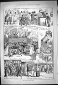 Antique Print Scene French National Fete Montmartre Lonchamps Balloons1887 19th