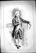 Original Old Antique Print 1887 Portrait Mons. Delaunay Man 19th