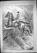 Antique Print Ladies Sport Swimming 1887 Hunting Horse Jumping Hedge Swain 19th