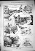 Old 1887 View City Bath Avon Canal Kensington Roman Bath Obelisk Vict Victorian