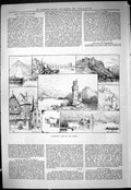 Antique Print 1887 Holiday Trip River Rhine Oberwesel Drachentels Bacharach