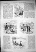 Original Old Antique Print Ladies Sport Fishing River Scene Angling 1887 19th