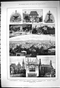 Antique Print Aix Fountain Market Kaiserbrunnen Elisenbrunnen Minster 1887 19th