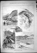 Old Print Touring Wales Fishing Snowdon Beddgelert Angling Fishermen 1887 19th