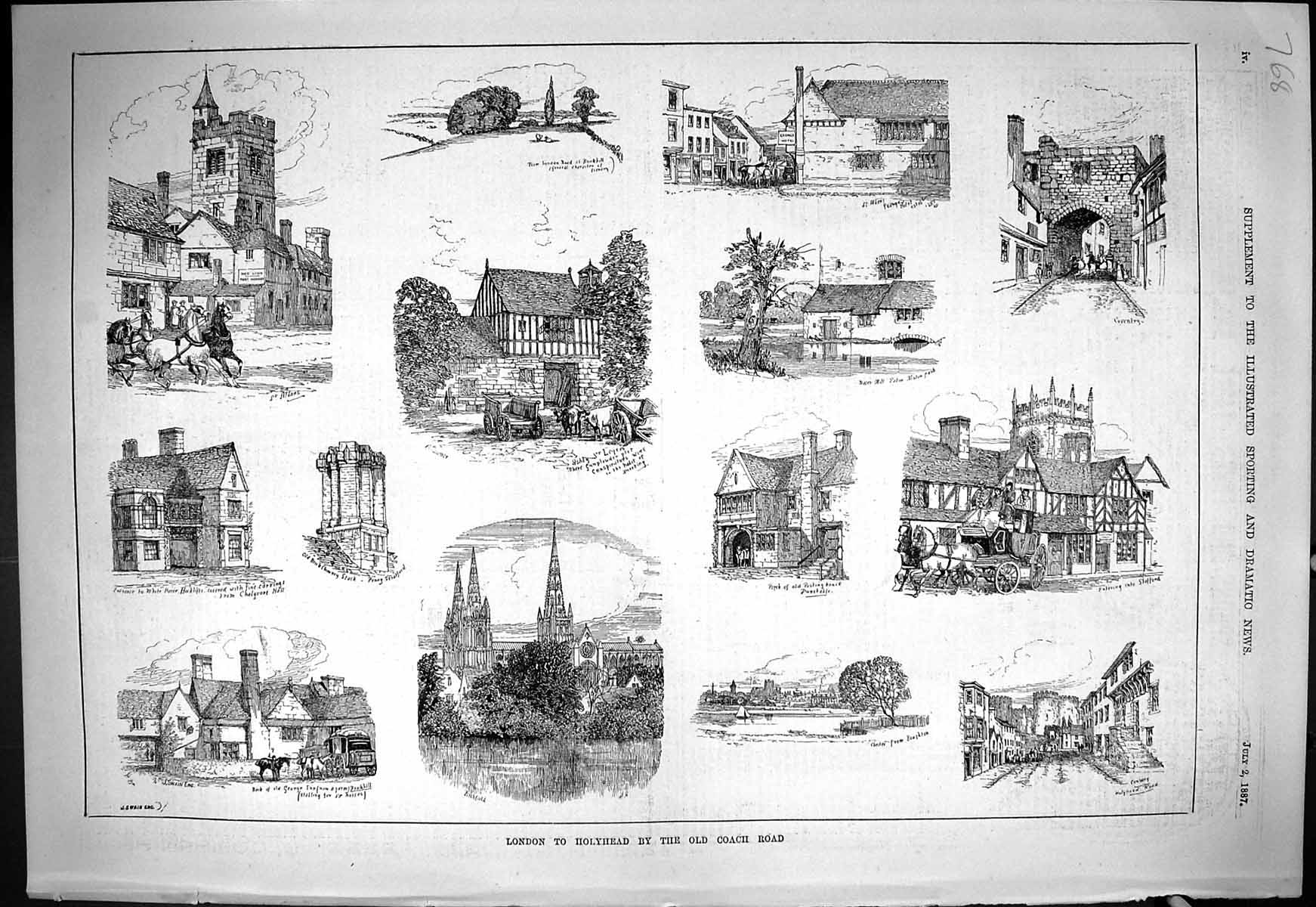 Old London Holyhead Coach Road Alban'S Ashby Dunstable Stafford 1887 Victorian