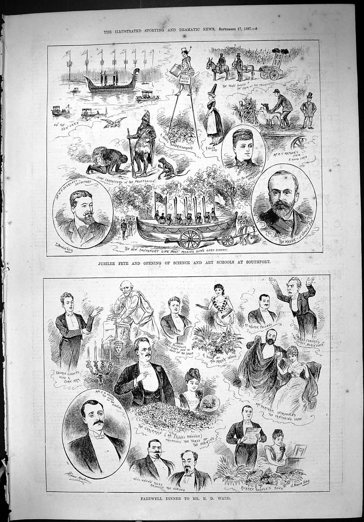 Old 1887 Jubilee Fete Science Art School Southport Dinner Ward Brough Victorian