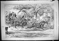 Original Old Antique Print 1887 News Leger Horse Racing Carriage Street Scene