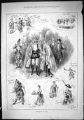 Antique Old Print Theatre Critic 1887 Theatricals Simla Carter Batten Hemming