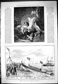 Antique Print 1887 Mixed Bay Child Dead Animals Launch R.A.O.B. Lifeboat Du