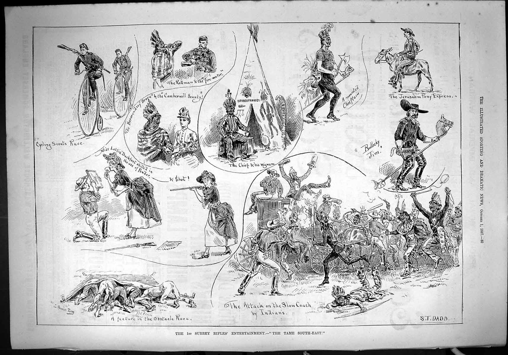 Old 1887 Surrey Rifles Entertainment Tame South-East Indians Cycling Victorian