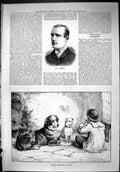 Antique Print 1887 Cheesman Where Ignorance Bliss Child Music Whistle Dogs 19th