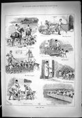 Antique Old Print Hunting Sport Hounds Horses Dogs Foot Bath Huntsmen 1887 19th