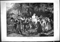 Antique Old Print Fine Art 1887 Village Queen Children Donkey Entertainment