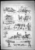 Antique Old Print 1887 Indians British Columbia River Post Fice Trading Store