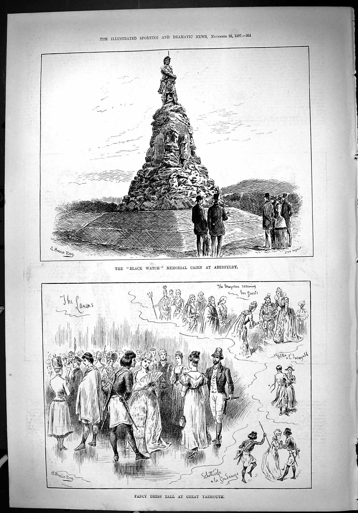 Old 1887 Black Watch Memorial Cairn Aberfeldy Fancy Dress Ball Great Victorian