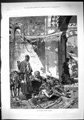 Antique Print 1887 Eastern Letter Writer Donkey Street Scene Theatre Critic