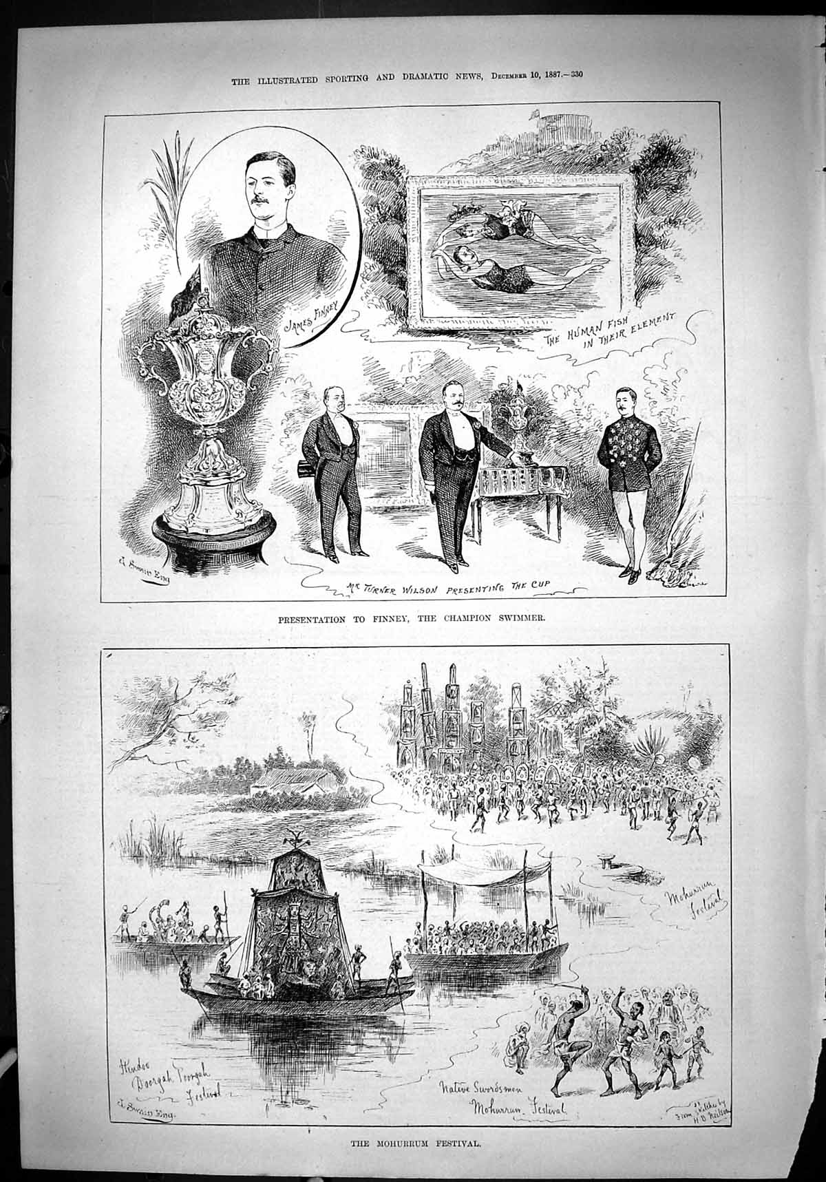 Old Finney Champion Swimmer Turner Wilson 1887 Mohurrum Festival Swor Victorian