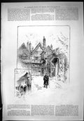 Original Old Antique Print 1887 St. Cross Abbey Close Winchester Cathedral 19th