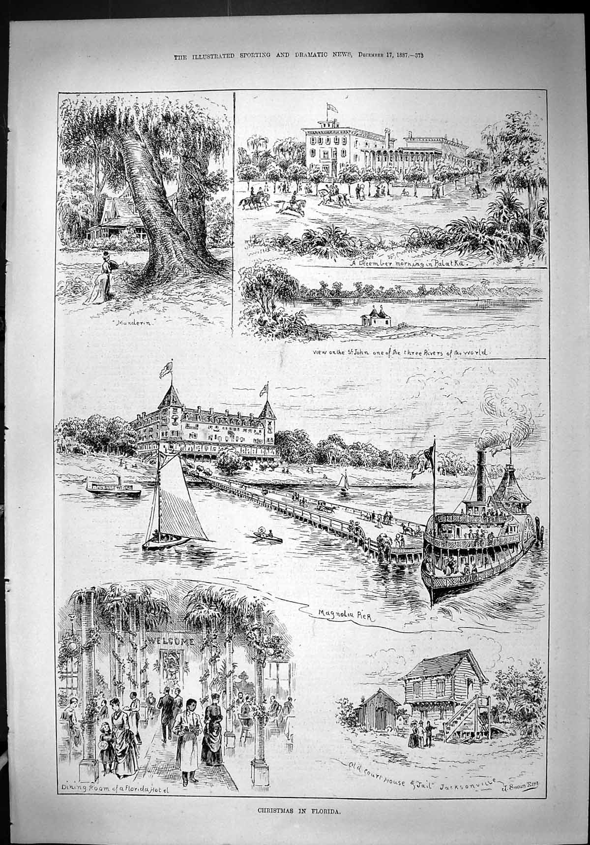 Old 1887 Christmas Florida America Magnolia Pier Court House Jail Jac Victorian