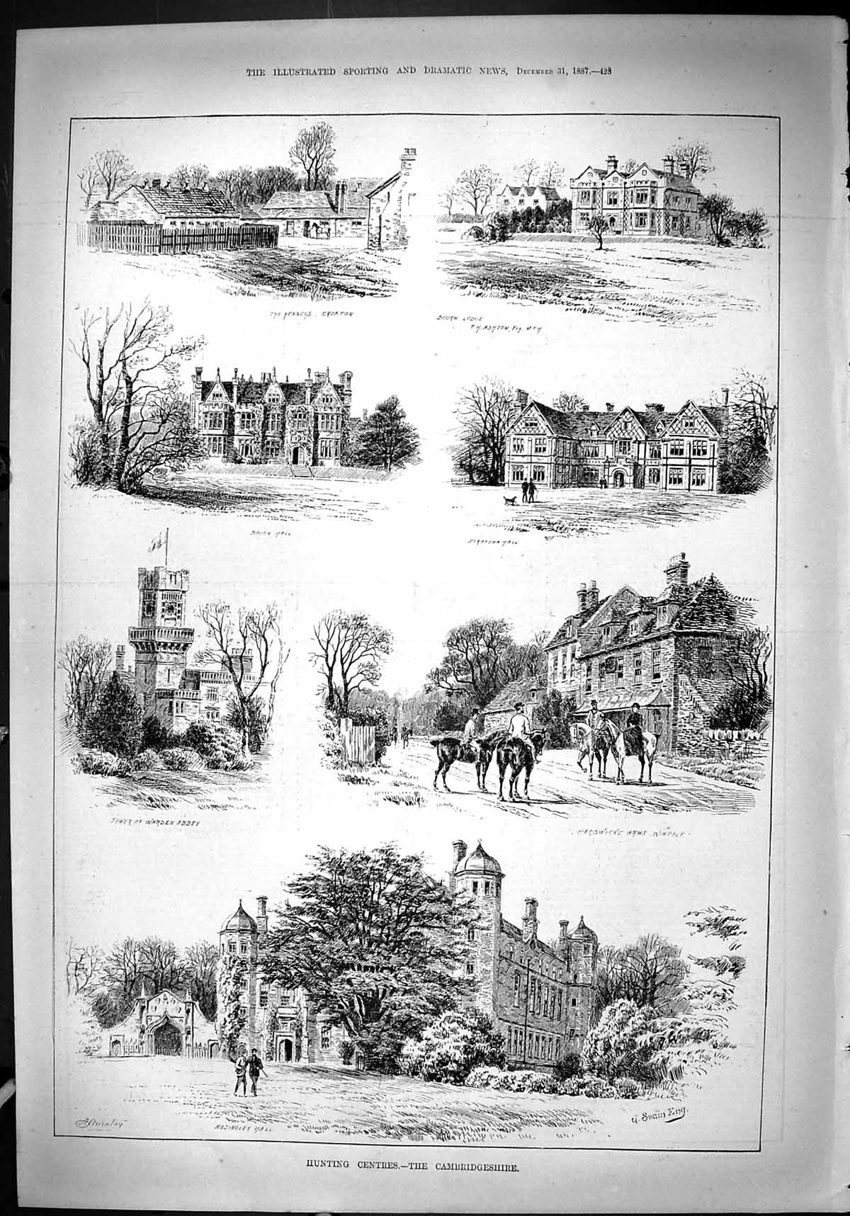 Old Hunting Centres Cambridgeshire Warden Abbey Hadingley Hall Bourn