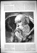 Original Old Antique Print 1888 Father Time Happy New Year Smoking Cigarette
