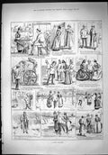 Old Antique Print 1888 Day'S Ice Skating Winter Sport Amusement Romance 19th
