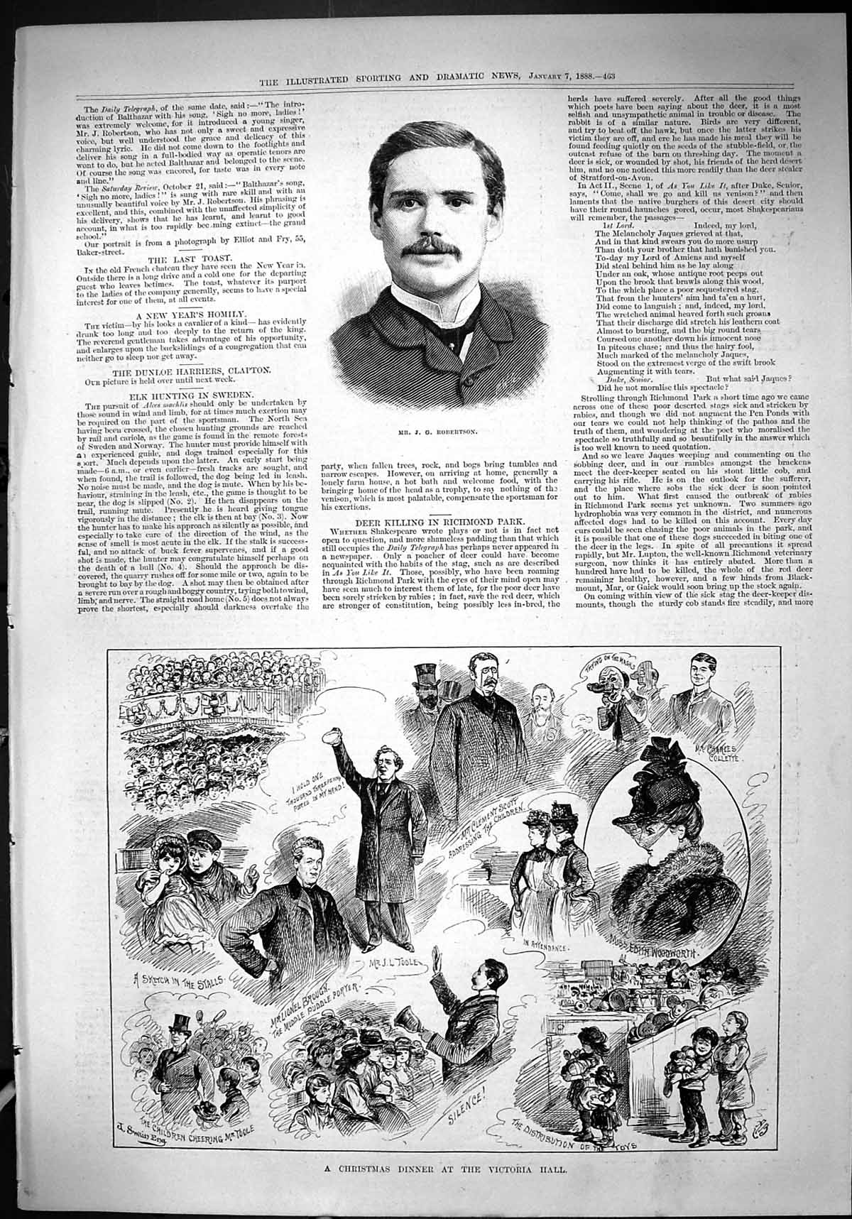 Old 1888 Robertson Christmas Dinner Victoria Hall Brougn Toole Scott Victorian
