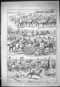 Antique Old Print 1888 Kildare Hounds Dogs Conny Court Hunting Horses Sport