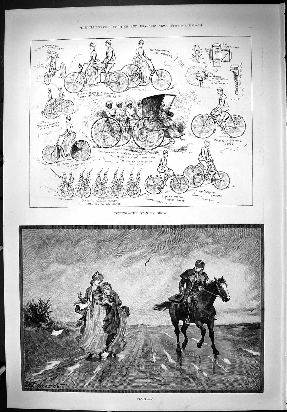 Old 1888 Cycling Stanley Show Cooper Herbert Marriot Horse Highwayman Victorian
