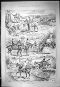Antique Old Print 1888 Hunting Ireland Horses Major Moore Farmers Huntsmen 19th