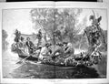 Antique Old Print 1887 Harvest Home River Boat Scene Music Maurice Leloir 19th