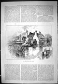 Antique Old Print Mystery Hansom Cab Theatre Critic 1888 Sussex Moat House 19th
