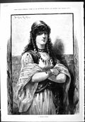 Original Old Antique Print Portrait 1887 Moorish Maiden Beautiful Woman 19th