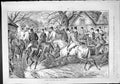 Antique Old Print Hunting Horses Clatter Splash Through Village 1887 Huntsmen
