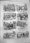 Original Old Antique Print Day Hired Hunter Two Guinea Mount Cherry Brandy 1888